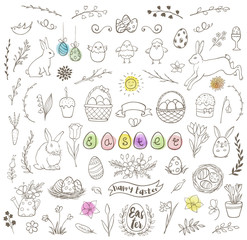 Fototapeta premium Set of Easter doodles