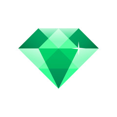 Flat icon green diamond isolated on white background. Vector illustration.