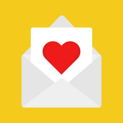 Flat icon new love email. Romance. Valentine's day. Vector illustration.