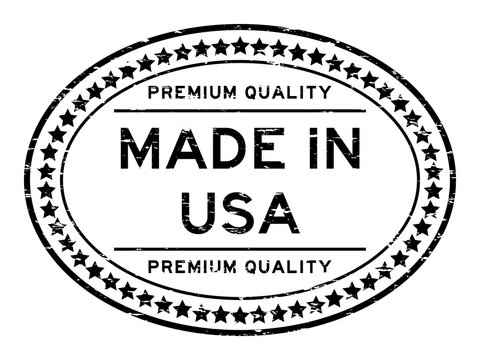 Grunge Black Premium Quality Made In USA Oval Rubber Seal Stamp On White Background