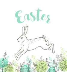 Easter greeting card with rabbit