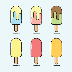 Popsicle ice cream with outline and cartoon style