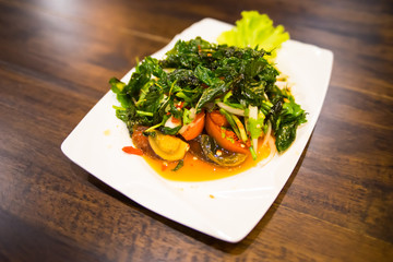 Yum Puk Bung is morning glory hot and spicy salad