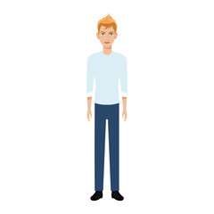 good looking man wearing casual clothes over white background. colorful design. vector illustration