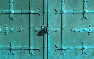 Old metal rusty door.