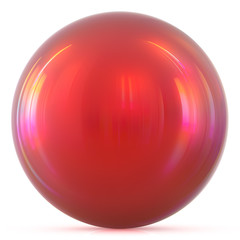 Ball red sphere round button basic circle geometric shape solid figure simple minimalistic atom element single blood drop shiny glossy sparkling object blank balloon icon. 3d illustration isolated