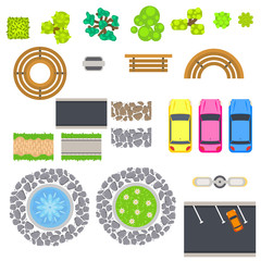 Top view landscape vector isolated objects.