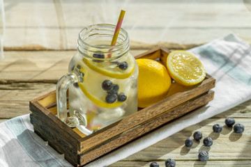 fresh lemon lemonade drink blueberry straw summer refreshment homemade