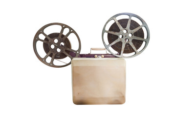 vintage 8mm. cinema machine isolated on white background with clipping path