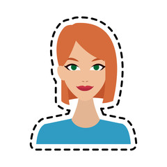 face of young pretty red hair woman icon image vector illustration design 
