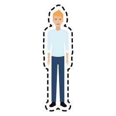 handsome young man wearing long sleeve shirt  icon image vector illustration design 