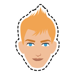 face of handsome blonde blue eye  young man icon image vector illustration design 
