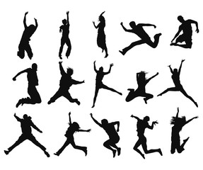 Jumping and Flying People Silhouettes