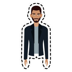 handsome young olive skin man wearing jacket icon image vector illustration design 