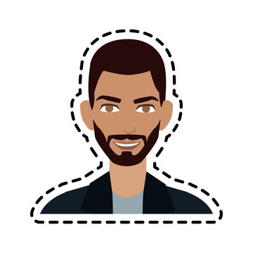 face of handsome bearded  olive skin young man icon image vector illustration design 
