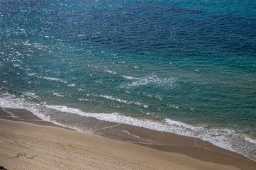 Beach, sea, waves, a top view.