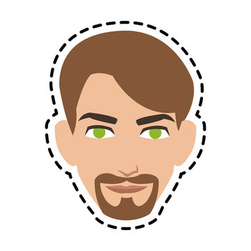 face of handsome bearded green eye young man icon image vector illustration design 