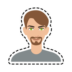 face of handsome bearded green eye young man icon image vector illustration design 