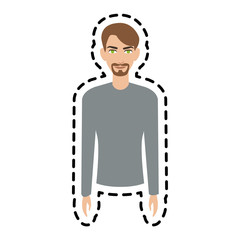 handsome young man wearing long sleeve shirt  icon image vector illustration design 