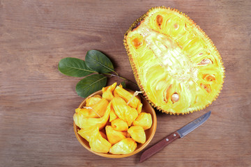 Tropical Jack Fruit on the wood background