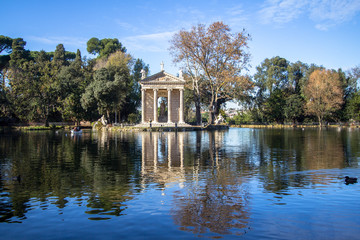 Obraz premium Rome Italy. Temple of Asclepius at Villa Borghese gardens