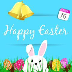happy Easter - bell - rabbit - egg - 16 april 2017