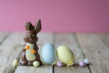 easter theme background eggs bunny nest daffodils symbol spring