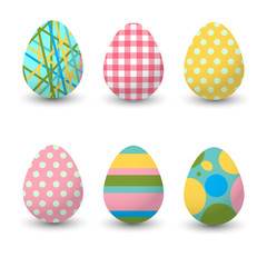 Set of realistic eggs on white background. Easter collection. Vector illustration.