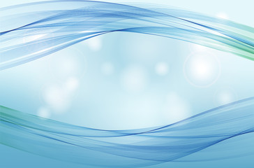 Abstract blue background with transparent wave lines and sun glare.Vector eps10