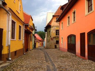 Old street with colorful houses