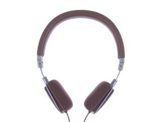 Brown headphones on white background