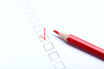 Check boxes on white paper
