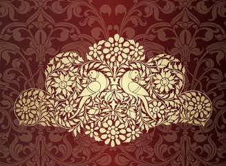 parrot, feathers ,wedding card design, royal India