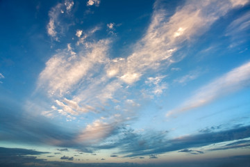 beautiful skyscape with rosy Cirrocumulus clouds. - obrazy, fototapety, plakaty