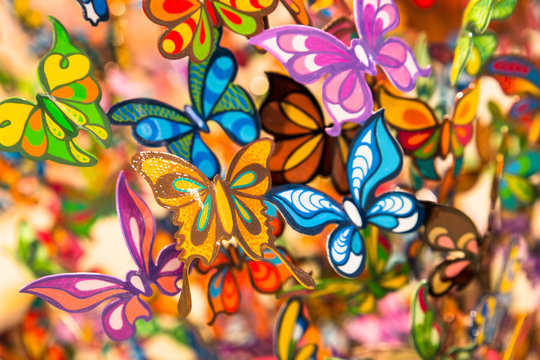Pretty painted glass butterflies for backdrop