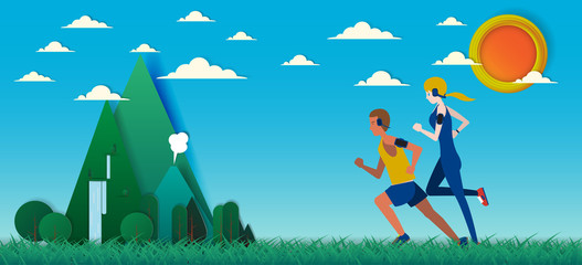 Couple Running in the field