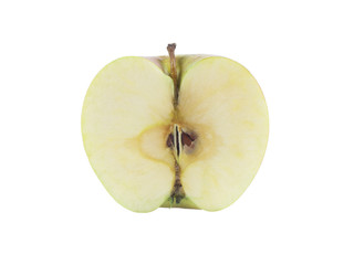 Half piece of apple on white background