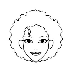 face of young pretty woman with curly hair icon image vector illustration design 