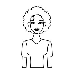 young pretty woman with curly hair icon image vector illustration design 