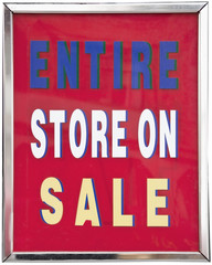 ENTIRE STORE ON SALE sign. Really...? The store itself is on sale?  "ambiguity" concept.