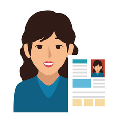 woman avatar with curriculum vitae document icon vector illustration design