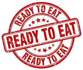 ready to eat red grunge round vintage rubber stamp