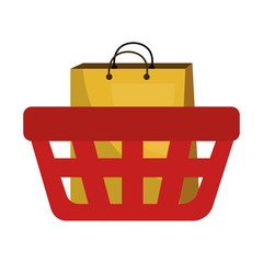 basket shopping with paper bags commercial icon vector illustration design