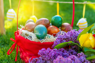 Easter eggs in the basket
