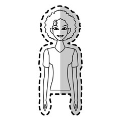 young pretty woman with curly hair icon image vector illustration design 