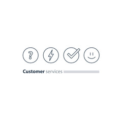 Customer services, feedback survey, quiz concept