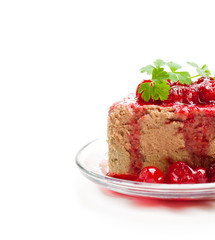 poultry  liver pate with cranberry sauce on a plate
