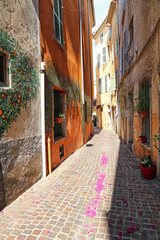 Hyères - France - picturesque old town decorated street