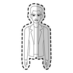 young handsome man wearing blazer icon image vector illustration design 