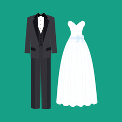 Bride and broom wedding dress